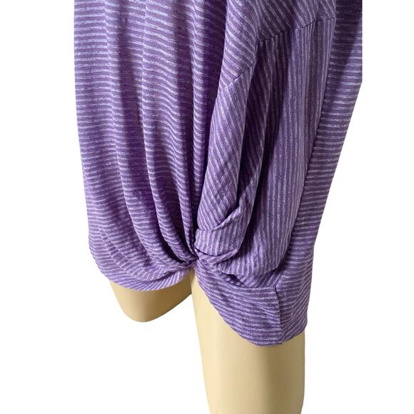 WORLD UNITY Womens Size XXL Short Sleeve Ruched Purple Striped T Tee Shirt NWT - Picture 6 of 8